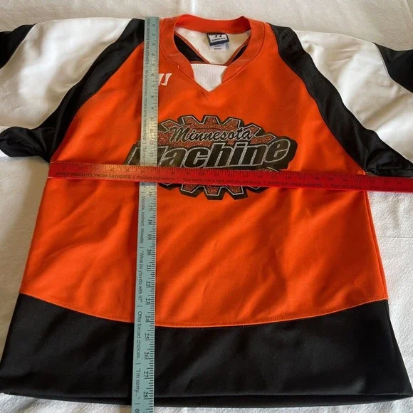 Minnesota Machine Hockey Jersey Sz M Orange Black White Glitter #2 Game Used - Picture 6 of 12